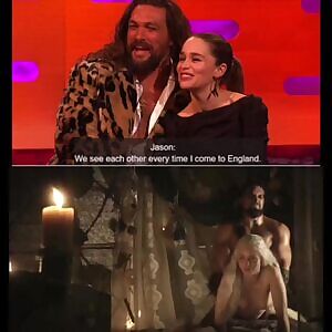 I think I know why Jason Mamoa sees Emilia Clarke every time he comes to England.