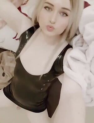 Penny Kitten plays with her small dick