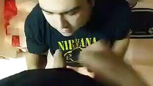 Grindr college student slurping my load out and showing me the mess he made, swallows it all like a good boy too