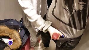 Changing room cumshot on the mirror