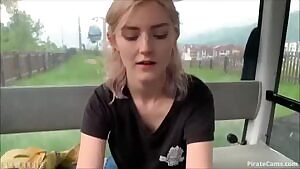 TEEN SWALLOWS LOADS OF CUM ON A CABLE CAR – PUBLIC BLOWJOB BY EVA ELFIE