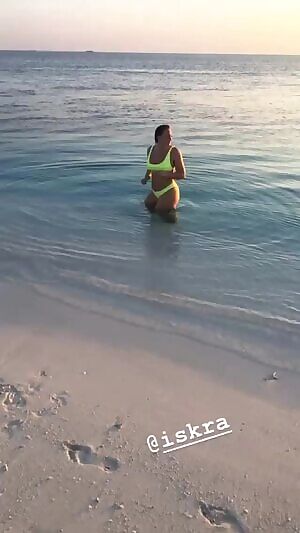 At the beach, in the Maldives