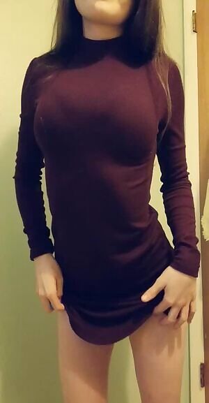 tit drop from a tight dress