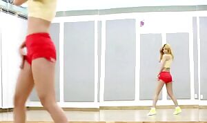 Dance practice in tight shorts