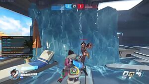 mercy from overwatch gets skull fucked by mei.