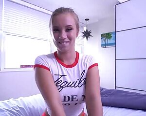 Cute and excited Bailey Brooks strips