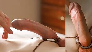 Make him squirm, watch his cock dance.