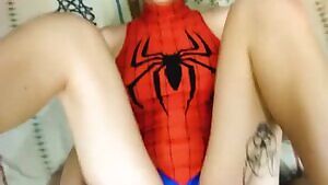 Hot chick getting fucked in her Spider Girl outfit