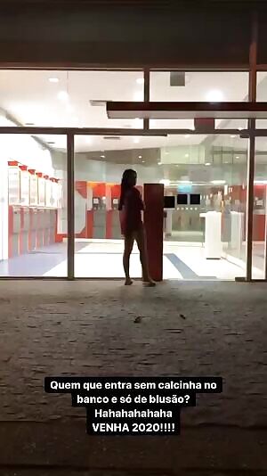 In the bank without panties