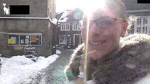 Taking a Sunday walk with a lot of cum on my face