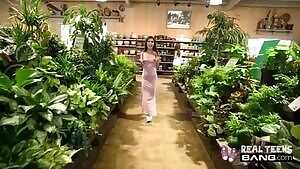 Teen Gianna Gem flashes her perky tits right in the middle of a busy store