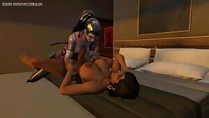 Widowmaker and Pharah fuck and climax