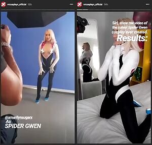 Marilyn Sugar filmed a VR parody of Spider Gwen for @VRCosplayX and she looked so cute doing it!