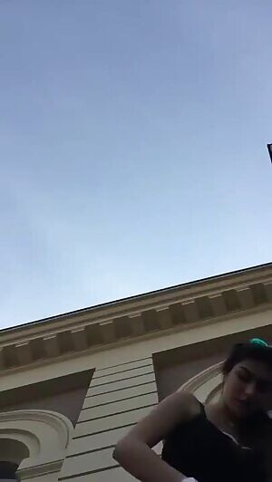 Big Tit Brunette Girl Stripping Naked In Public