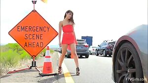 Melody Wylde masturbating in busy highway
