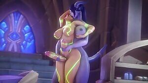 A draenei learns dual wielding from Meroulix,