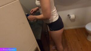 My freeuse pussy creampied by my roommate when I’m trying to brush my teeth..