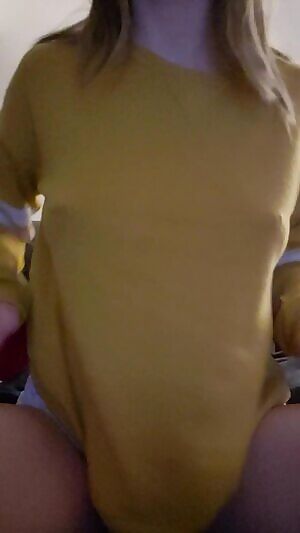 Comfy sweater, lace panties, and exposed boobies 😘