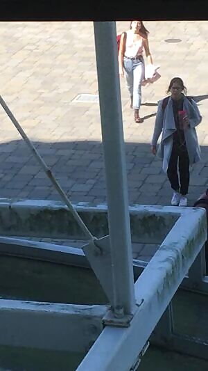 Saw these pokies from the other side of campus. Skin tone blouse. Took me a minute to come to my senses and get a vid for you guys.