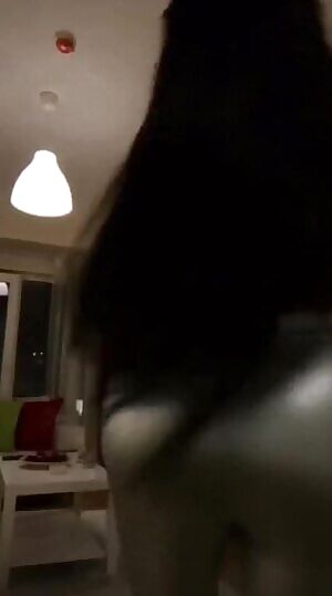 Eda Esmr big fake booty in shiny pants