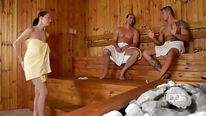 Lucie Wilde DDF sauna threesome fucking