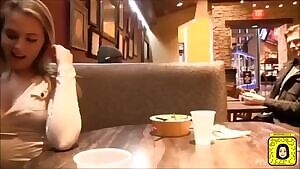 Breast sucking at a restaurant