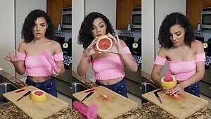 Ella Cruz caught camming in the kitchen