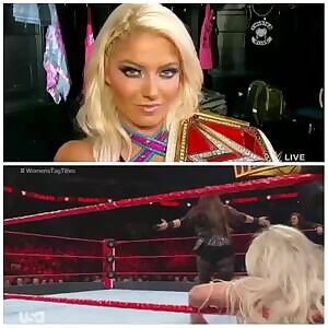 Confident Alexa talking about how exhilarating it was beating up Nia Jax before being taught a lesson in humiliation by getting stinkfaced from Nia Jax herself later on that night