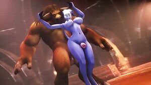 Yrel giving a lucky Tauren a thighjob