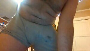 Dad's fat dong flopping out of undies. Soft Cock Slapping boys in the face GIF