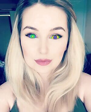 Weak slut can't help looking into her own eyes and wanting to see more...