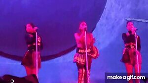 Ari struggling with her skirt