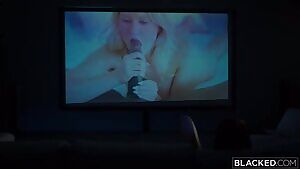 Tattooed White Babe Get Caught While Masturbating To Interracial Porn