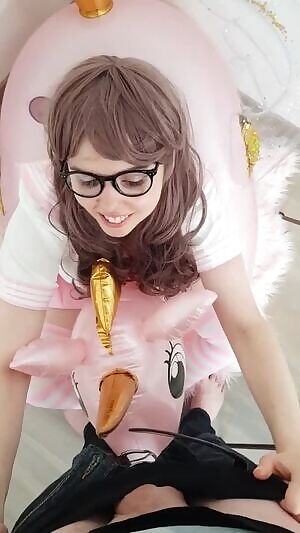 Weird Anime Chick get the Giant Wht Cock