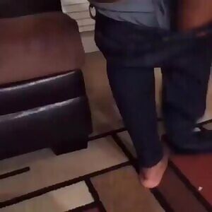 The struggle to put them pants on