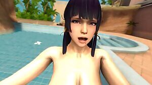 Nyotengu Riding by the Pool