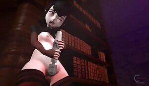 Mavis Dracula has fun with a massager