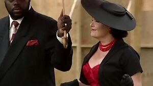 Showing off her redheaded pet