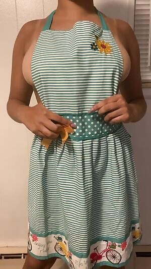 A titty “drop” in the kitchen