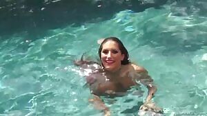 August Ames BTS Accidentally pees in the pool