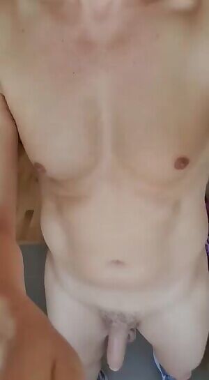 self-touching before shower....