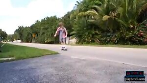 Hot ebony milf Diamond Jackson run's son over...but in the porn-world, there is no injury that a good fuck can't treat!!