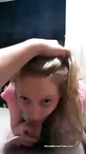 Blonde gf likes to suck his dick