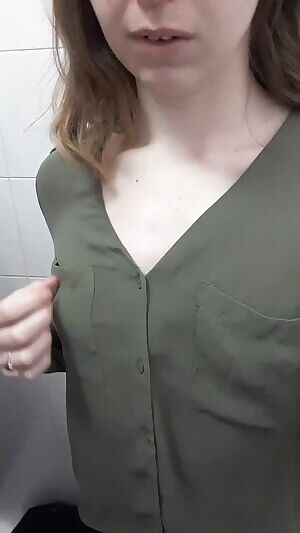 Cheeky tit tease in the uni bathrooms