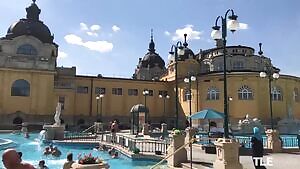 Rebecca Volpetti playing with herself in crowded public pool