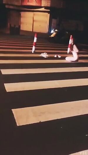 Drunk masturbation on the roadway