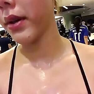 hot thai girl on a stationary bike