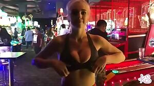 Fun at the arcade. Flashing in an arcade. Bouncing at the arcade. pornstar Kendra Sunderland