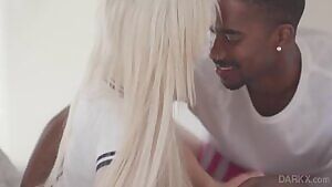 young passionate interracial couple