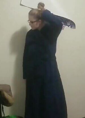 Just home from work but thought you might enjoy whars under these bulky pjs 😘 22